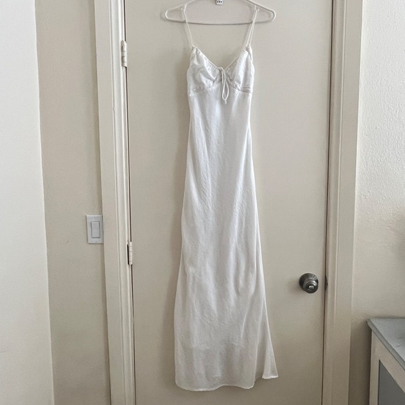 Princess Polly Dresses & Skirts - Princess Polly Babydoll Slip Maxi Dress 2 White Bias Cut Coquette Fairy Y2K Lace